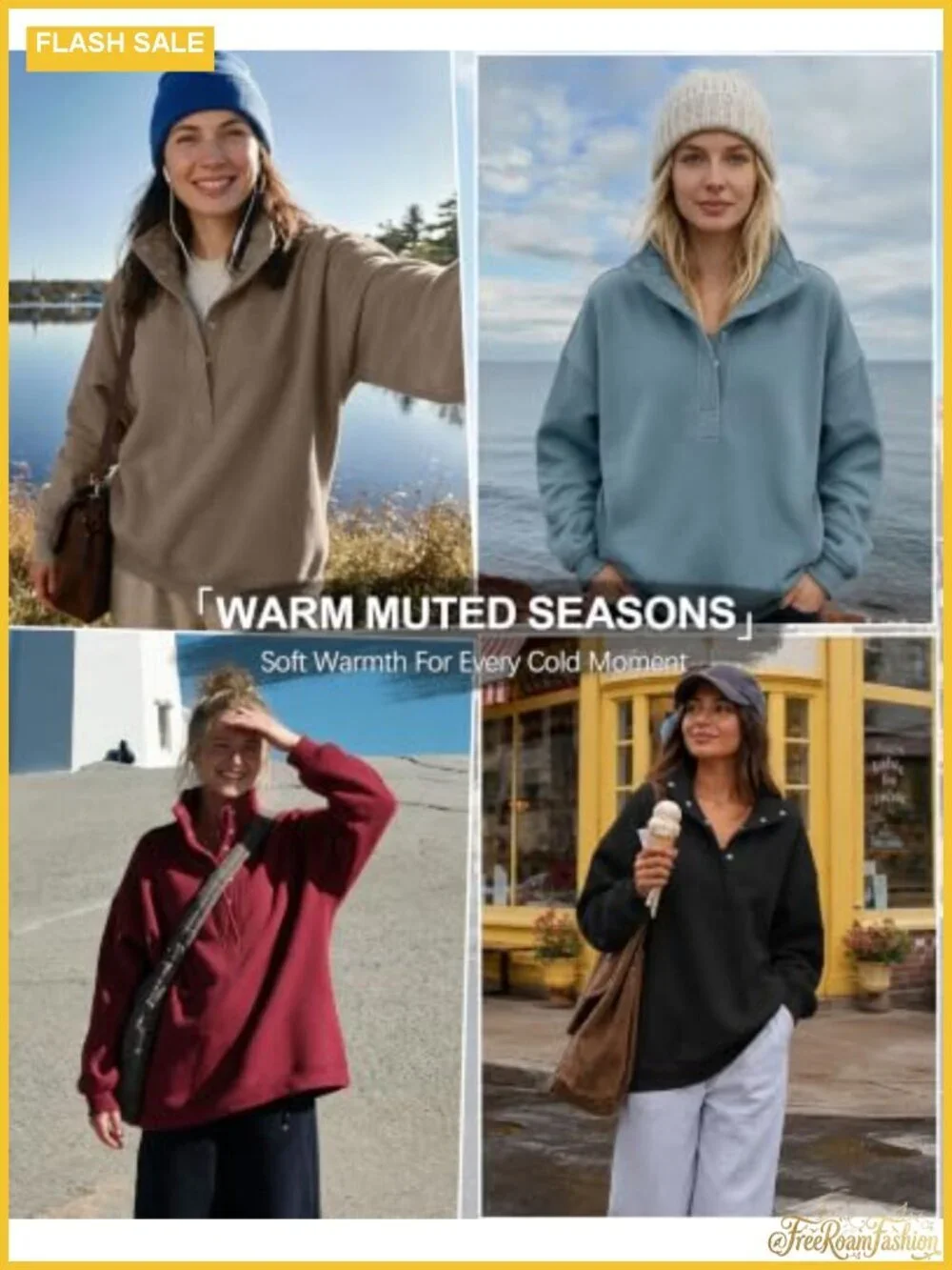 Oversized Henley Neck Sweatshirt Pullover Tops Slouchy Fit